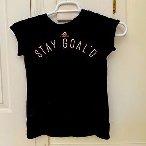 adidas “stay goal’d” girls athletic short sleeve